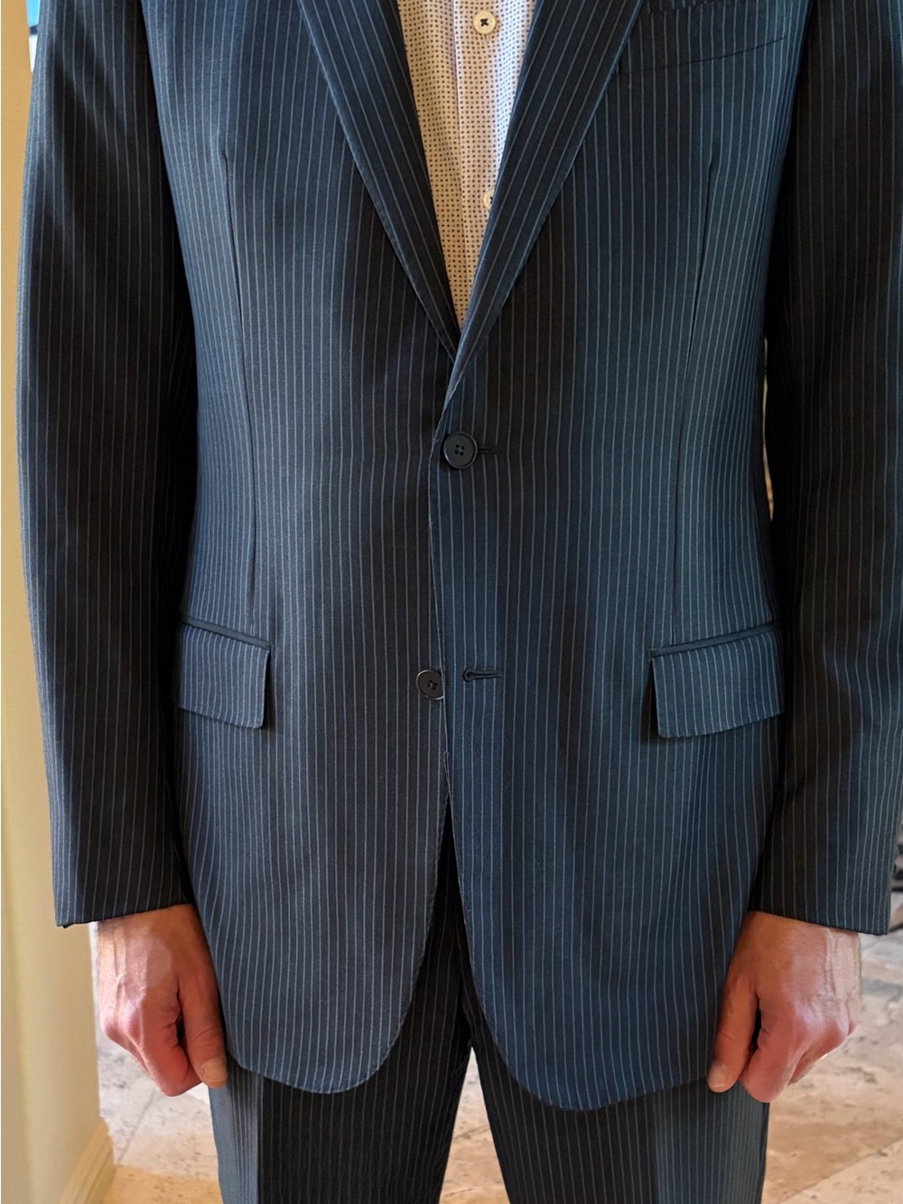 Zegna Trofeo Navy Pinstripe Suit 44L